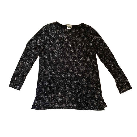 Quacker Factory Sparkle Top Womens Size M Medium Black w Silver Sparkles Blouse - Picture 1 of 11